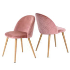 Homy Casa Sedie da Pranzo Imbottite in Velluto con Gambe in Metallo Finitura Rovere, Sedie Laterali Moderne per Sala da Pranzo e Cucina, Set da 4, Rosa
