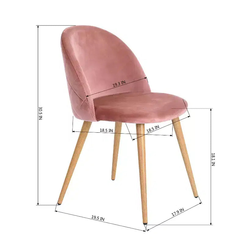 Homy Casa Sedie da Pranzo Imbottite in Velluto con Gambe in Metallo Finitura Rovere, Sedie Laterali Moderne per Sala da Pranzo e Cucina, Set da 4, Rosa