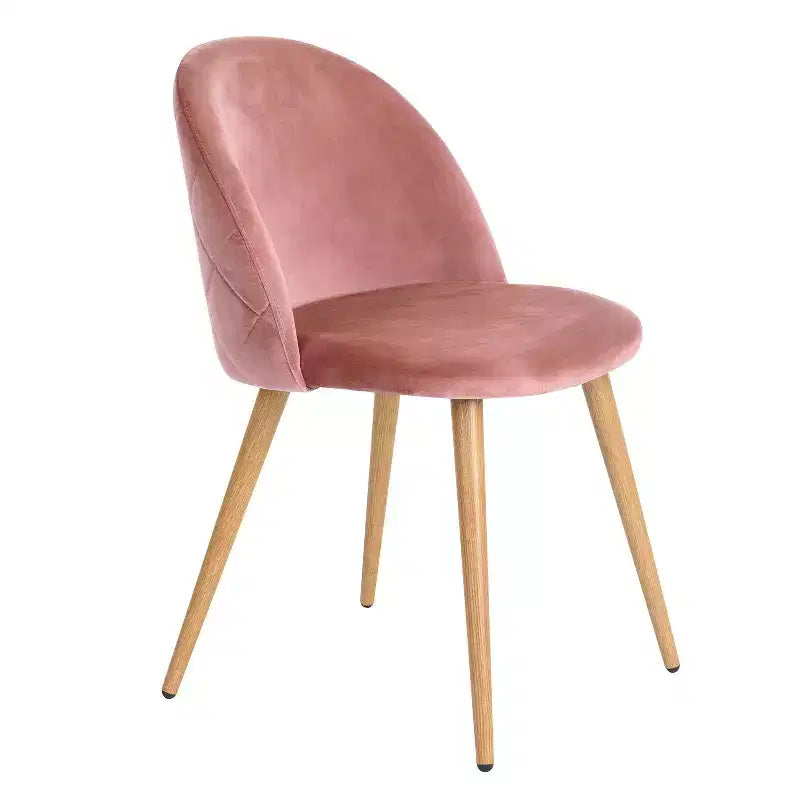Homy Casa Sedie da Pranzo Imbottite in Velluto con Gambe in Metallo Finitura Rovere, Sedie Laterali Moderne per Sala da Pranzo e Cucina, Set da 4, Rosa