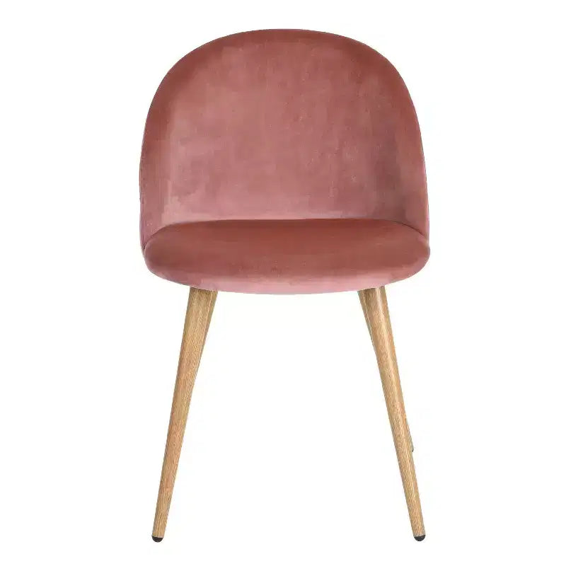 Homy Casa Sedie da Pranzo Imbottite in Velluto con Gambe in Metallo Finitura Rovere, Sedie Laterali Moderne per Sala da Pranzo e Cucina, Set da 4, Rosa