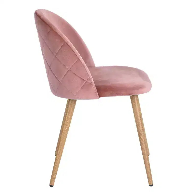 Homy Casa Sedie da Pranzo Imbottite in Velluto con Gambe in Metallo Finitura Rovere, Sedie Laterali Moderne per Sala da Pranzo e Cucina, Set da 4, Rosa