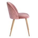 Homy Casa Sedie da Pranzo Imbottite in Velluto con Gambe in Metallo Finitura Rovere, Sedie Laterali Moderne per Sala da Pranzo e Cucina, Set da 4, Rosa