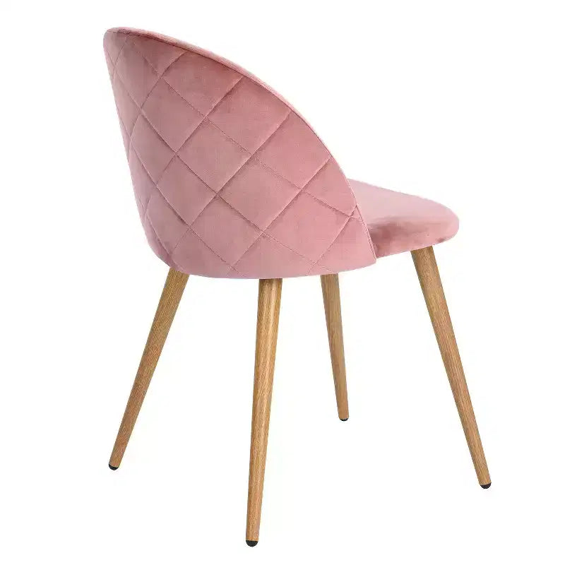 Homy Casa Sedie da Pranzo Imbottite in Velluto con Gambe in Metallo Finitura Rovere, Sedie Laterali Moderne per Sala da Pranzo e Cucina, Set da 4, Rosa