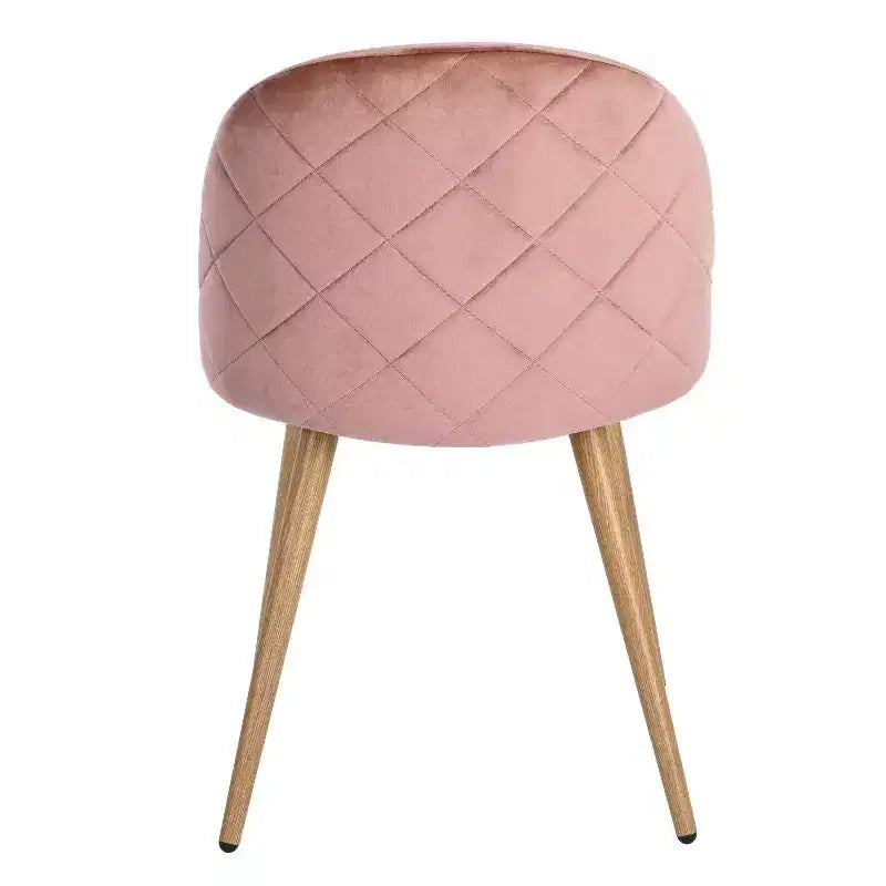 Homy Casa Sedie da Pranzo Imbottite in Velluto con Gambe in Metallo Finitura Rovere, Sedie Laterali Moderne per Sala da Pranzo e Cucina, Set da 4, Rosa