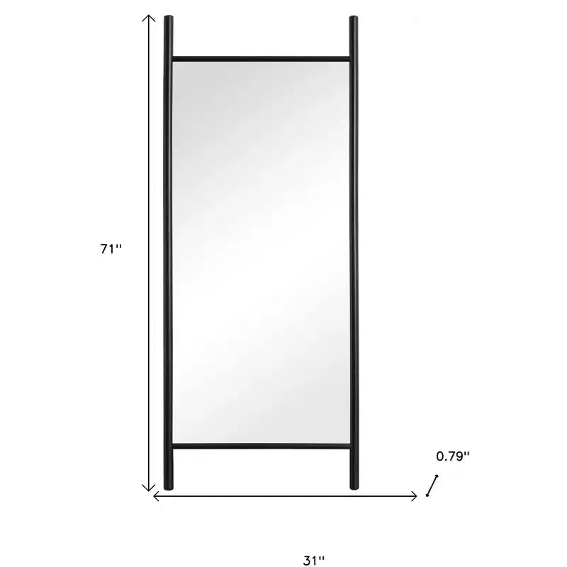 HomeRoots 71 Specchio intero con cornice inclinabile in legno massiccio nero