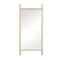 HomeRoots 71 Natural Solid Wood Ladder Leaning Framed Full Length Mirror
