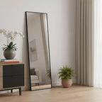 Specchio a figura intera HomeRoots 71 con cornice in metallo nero e appoggio