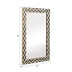 Specchio da Parete Resina Legno Vetro Moderna Cornice Chevron 24x1x36 Pollici Grigio Bianco Accento Decorativo per Casa Ufficio Camera da Letto Soggiorno