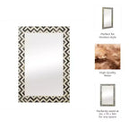 Specchio da Parete Resina Legno Vetro Moderna Cornice Chevron 24x1x36 Pollici Grigio Bianco Accento Decorativo per Casa Ufficio Camera da Letto Soggiorno