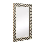 Specchio da Parete Resina Legno Vetro Moderna Cornice Chevron 24x1x36 Pollici Grigio Bianco Accento Decorativo per Casa Ufficio Camera da Letto Soggiorno