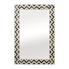 Specchio da Parete Resina Legno Vetro Moderna Cornice Chevron 24x1x36 Pollici Grigio Bianco Accento Decorativo per Casa Ufficio Camera da Letto Soggiorno