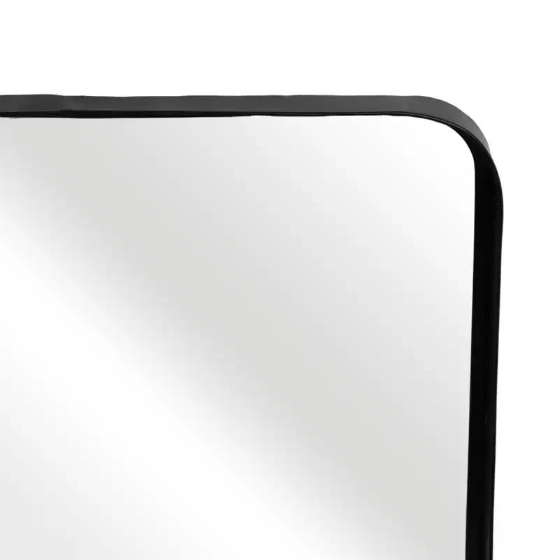 Specchio in metallo e vetro con mensola in legno di mango - Specchio da parete rettangolare moderno per bagno, camera da letto, soggiorno o ufficio