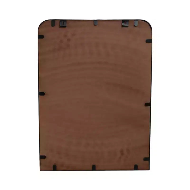 Specchio in metallo e vetro con mensola in legno di mango - Specchio da parete rettangolare moderno per bagno, camera da letto, soggiorno o ufficio