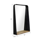 Specchio in metallo e vetro con mensola in legno di mango - Specchio da parete rettangolare moderno per bagno, camera da letto, soggiorno o ufficio
