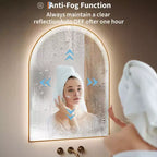 Specchio da Bagno Ad Arco Dorato GustoWave, Specchio da Trucco con Luci LED, Superficie Anti-Appannamento, 3 Temperature di Colore