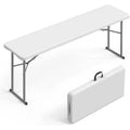 VINGLI 6 FT Narrow Folding Table, Tabletop Folded in Half, Premium Quality HDPE Material and Sturdy Metal Frame, White