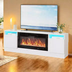 Mobile TV moderno con mobiletto contenitore per TV fino a 75", supporto TV moderno nero per soggiorno (camino non incluso)