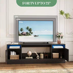 Mobile TV moderno con mobiletto contenitore per TV fino a 75", supporto TV moderno nero per soggiorno (camino non incluso)