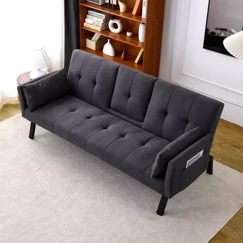Divano letto multifunzionale in cotone MAYEERTY da 7 pollici con portabicchieri e tasca laterale, per soggiorno e camera da letto, nero