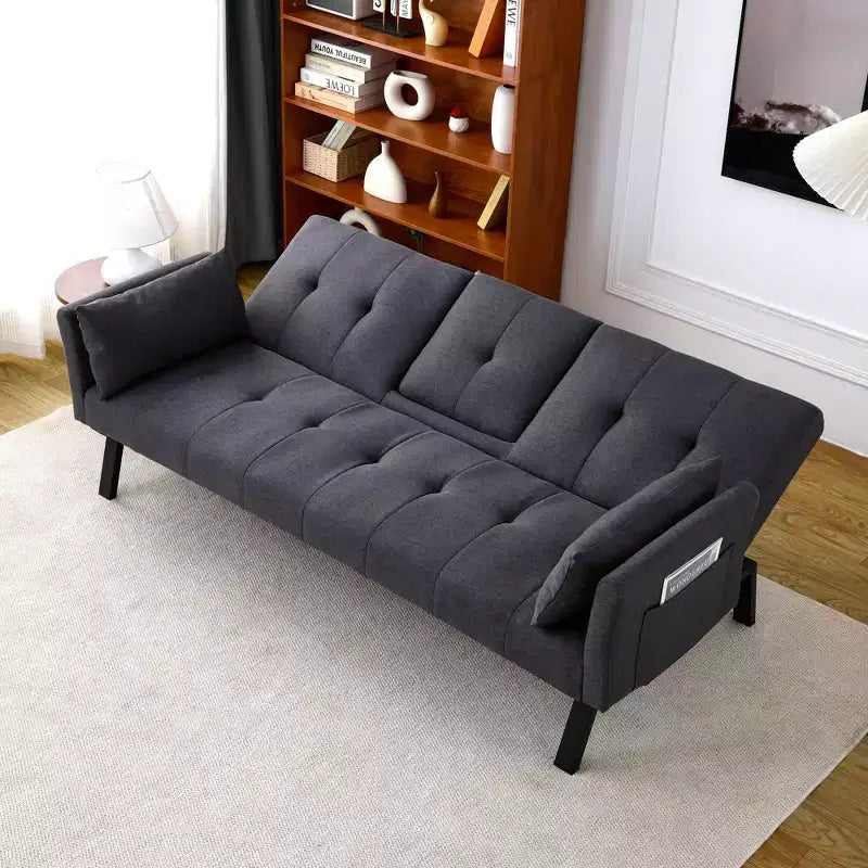 Divano letto multifunzionale in cotone MAYEERTY da 7 pollici con portabicchieri e tasca laterale, per soggiorno e camera da letto, nero