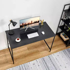 Scrivania da ufficio FurnitureR Home da 120 cm, scrivania semplice con robuste gambe in metallo, tavolo da scrittura multiuso per studenti, lavoro o studio, nero