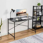 Scrivania da ufficio FurnitureR Home da 120 cm, scrivania semplice con robuste gambe in metallo, tavolo da scrittura multiuso per studenti, lavoro o studio, nero