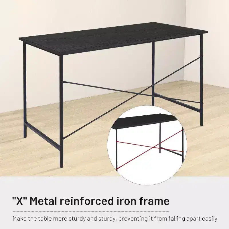 Scrivania da ufficio FurnitureR Home da 120 cm, scrivania semplice con robuste gambe in metallo, tavolo da scrittura multiuso per studenti, lavoro o studio, nero