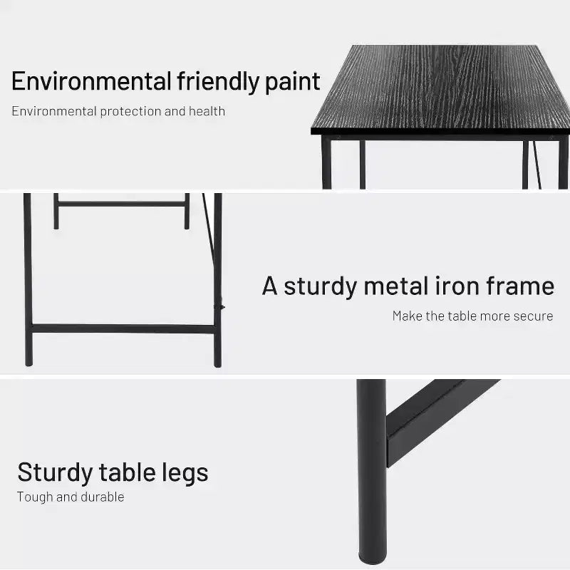 Scrivania da ufficio FurnitureR Home da 120 cm, scrivania semplice con robuste gambe in metallo, tavolo da scrittura multiuso per studenti, lavoro o studio, nero
