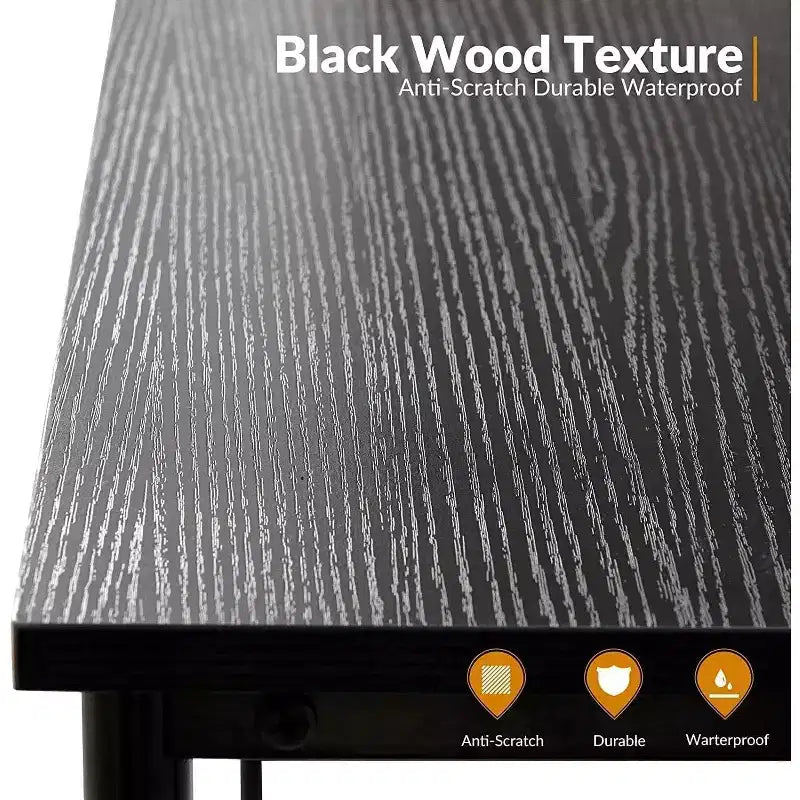 Scrivania da ufficio FurnitureR Home da 120 cm, scrivania semplice con robuste gambe in metallo, tavolo da scrittura multiuso per studenti, lavoro o studio, nero