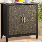 Credenza moderna con ripiani regolabili, Mobile contenitore rustico per sala da pranzo e coffee bar