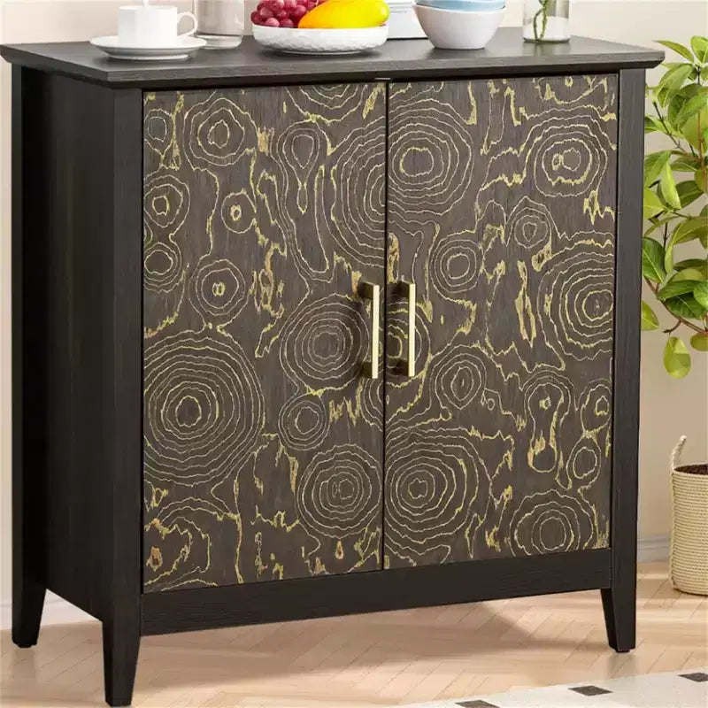 Credenza moderna con ripiani regolabili, Mobile contenitore rustico per sala da pranzo e coffee bar