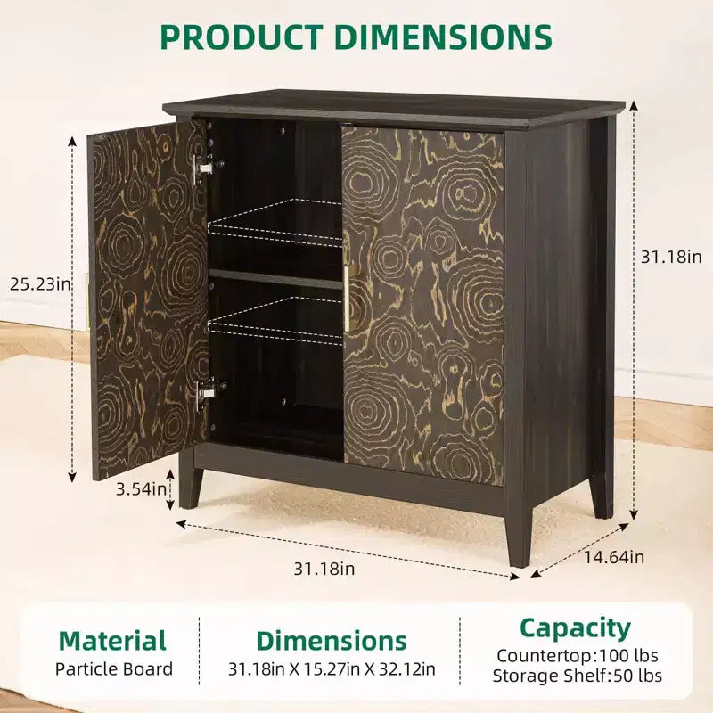 Credenza moderna con ripiani regolabili, Mobile contenitore rustico per sala da pranzo e coffee bar