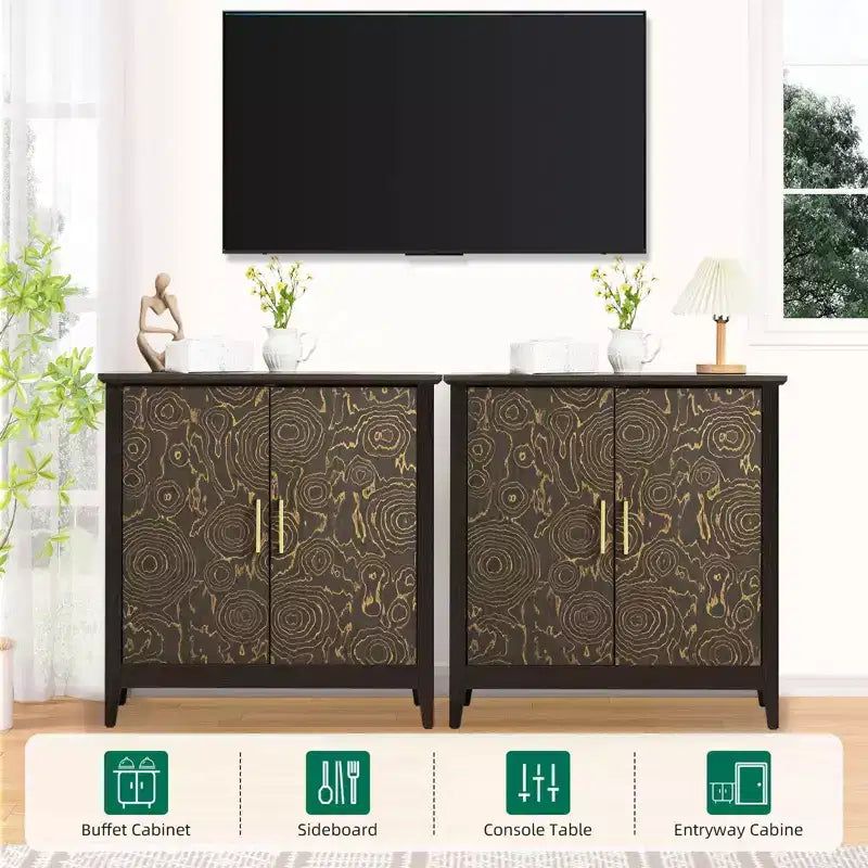 Credenza moderna con ripiani regolabili, Mobile contenitore rustico per sala da pranzo e coffee bar