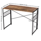 FurnitureR Scrivania Pieghevole, 100 cm Salvaspazio per Studio, Scrivania per Computer con 8 Ganci portaoggetti per Camera da Letto, Ufficio, Dormitorio, Marrone
