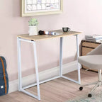 Scrivania Pieghevole FurnitureR, Tavolo Pieghevole Semplice per Laptop da 80 cm, Scrivania Salvaspazio per Computer, Scrivania Compatta per lo Studio e il Lavoro per Piccoli Spazi, Quercia