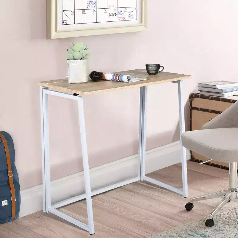 Scrivania Pieghevole FurnitureR, Tavolo Pieghevole Semplice per Laptop da 80 cm, Scrivania Salvaspazio per Computer, Scrivania Compatta per lo Studio e il Lavoro per Piccoli Spazi, Quercia