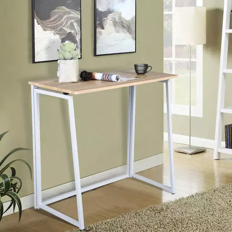 Scrivania Pieghevole FurnitureR, Tavolo Pieghevole Semplice per Laptop da 80 cm, Scrivania Salvaspazio per Computer, Scrivania Compatta per lo Studio e il Lavoro per Piccoli Spazi, Quercia