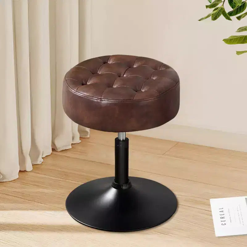 Sgabello ottomano girevole regolabile trapuntato Furniliving Mid-Century, in ecopelle, sedia rotonda di grandi dimensioni per trucco/toeletta, per camera da letto/salotto