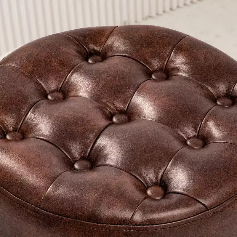 Sgabello ottomano girevole regolabile trapuntato Furniliving Mid-Century, in ecopelle, sedia rotonda di grandi dimensioni per trucco/toeletta, per camera da letto/salotto