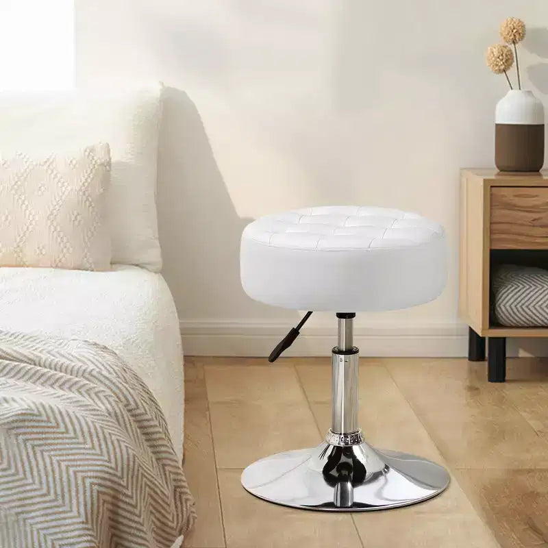 Sgabello ottomano girevole regolabile trapuntato Furniliving Mid-Century, in ecopelle, sedia rotonda di grandi dimensioni per trucco/toeletta, per camera da letto/salotto