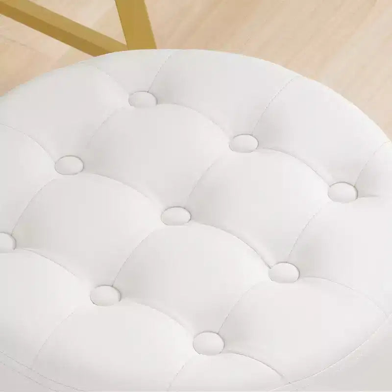 Sgabello ottomano girevole regolabile trapuntato Furniliving Mid-Century, in ecopelle, sedia rotonda di grandi dimensioni per trucco/toeletta, per camera da letto/salotto