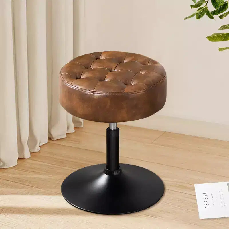 Sgabello ottomano girevole regolabile trapuntato Furniliving Mid-Century, in ecopelle, sedia rotonda di grandi dimensioni per trucco/toeletta, per camera da letto/salotto