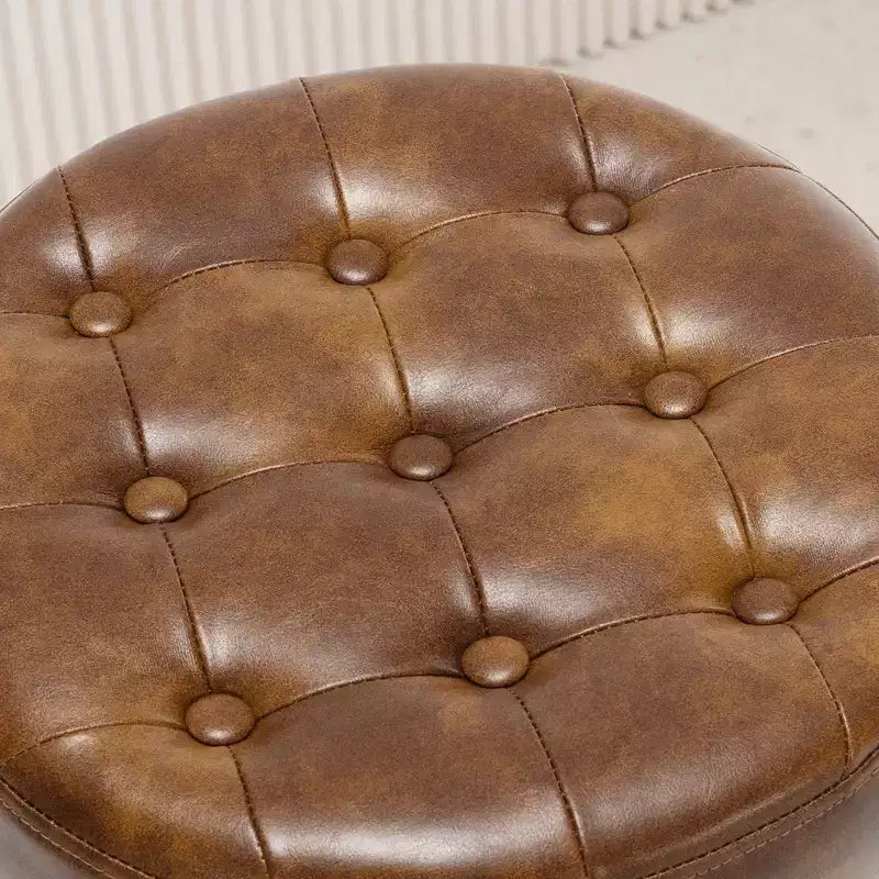 Sgabello ottomano girevole regolabile trapuntato Furniliving Mid-Century, in ecopelle, sedia rotonda di grandi dimensioni per trucco/toeletta, per camera da letto/salotto