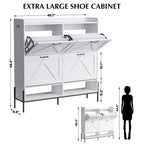 Scarpiera con 4 Ante a Ribalta, Organizzatore di Scarpe Nascosto Autoportante con Vano a Giorno, Scarpiera Sottile per Corridoio Soggiorno