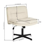 Sedia da scrivania senza braccioli FurnitureR senza ruote - Sedia girevole regolabile incrociata, schienale medio in tessuto per camera da letto, trucco, studio, beige