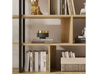Libreria a 5 ripiani in Rattan con armadietto contenitore, Libreria a colonna da 180,6 cm in stile industriale con ripiani a vista e struttura in metallo per soggiorno