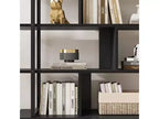 Libreria a 5 ripiani in Rattan con armadietto contenitore, Libreria a colonna da 180,6 cm in stile industriale con ripiani a vista e struttura in metallo per soggiorno