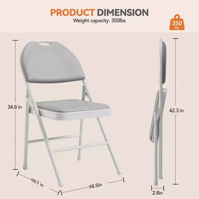 Set di sedie pieghevoli imbottite, sedie da pranzo portatili con gambe in metallo e piedini antiscivolo, sedie commerciali per casa, ufficio, feste
