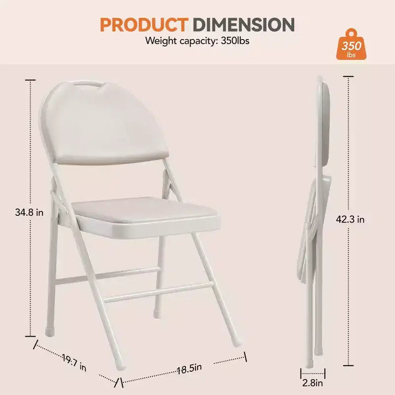 Set di sedie pieghevoli imbottite, sedie da pranzo portatili con gambe in metallo e piedini antiscivolo, sedie commerciali per casa, ufficio, feste