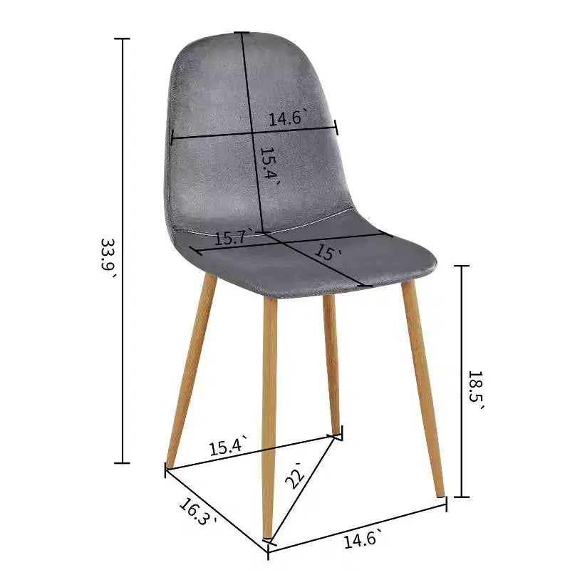 FurnitureR Sedie da pranzo set da 4, sedie da pranzo in velluto, sedie da cucina senza braccioli, sedie laterali a schienale medio per soggiorno, camera da letto, ufficio domestico, grigio